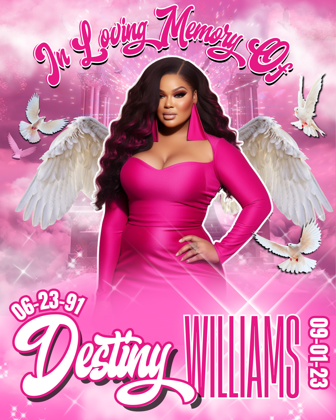 Single Memorial  Editable Digital Design (Pink)