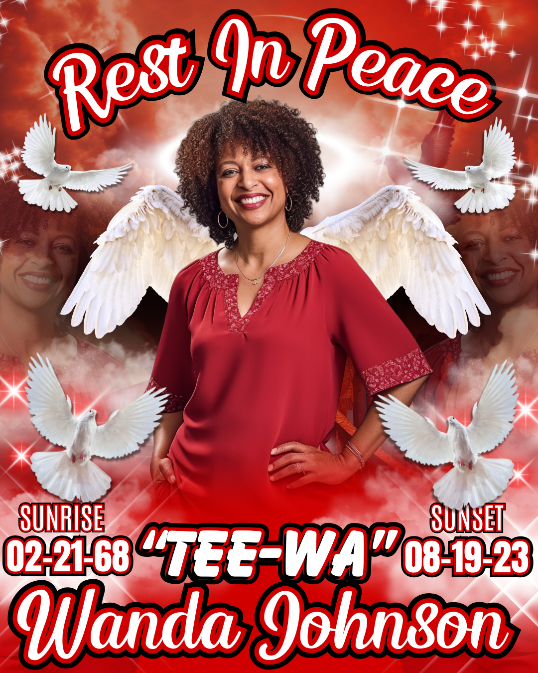 Single Memorial  Editable Digital Design (Red)